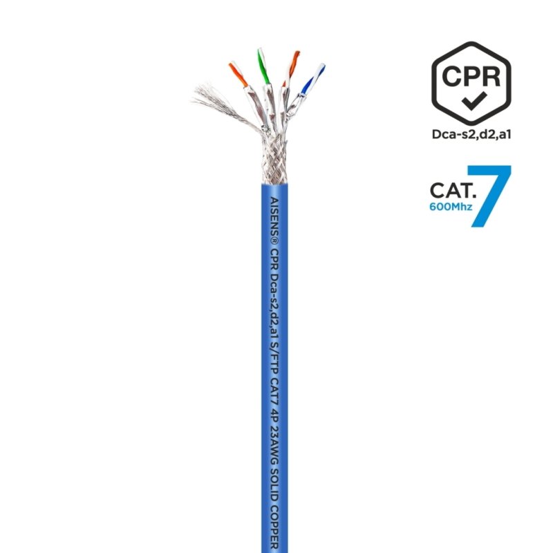 Detalle 1 de Aisens A146-0665 Bobina de Cable de Red RJ45 Cat.7 S/FTP AWG23 LSZH CPR 305 m azul