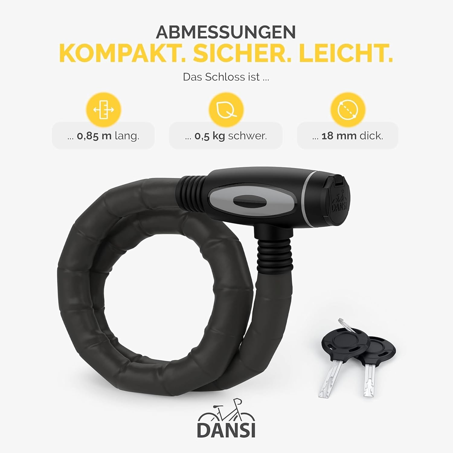 Detalle de DANSI Lucchetto blindato per biciclette con combinazione numerica – 18x850 mm