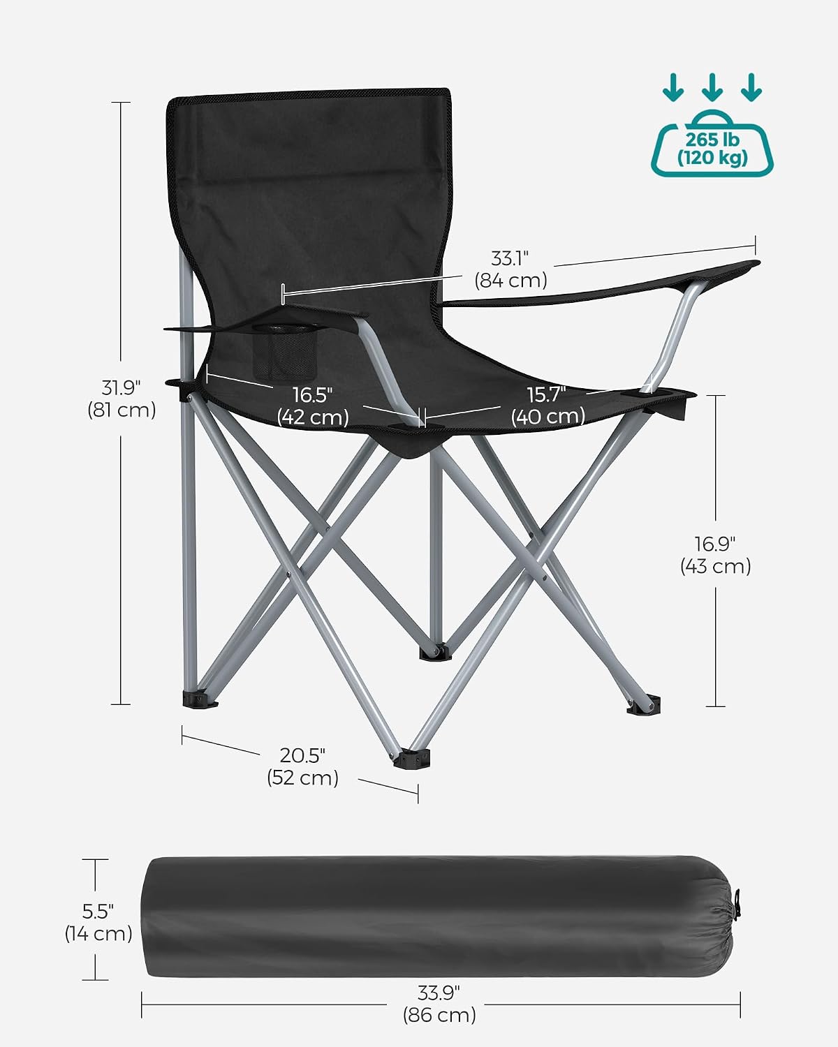 Detalle de SONGMICS Folding Camping Chairs, Set of 2