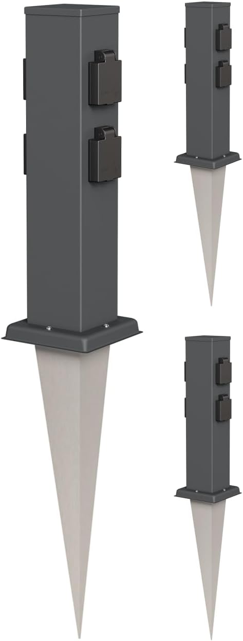 ledscom.de Gartensteckdosen-Säule Polly, 3er-Set