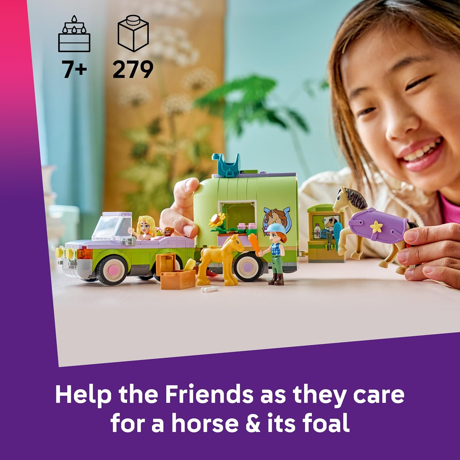Detalle de LEGO Friends Horse & Baby Foal Trailer (42695) – A practical playset for imaginative countryside adventures