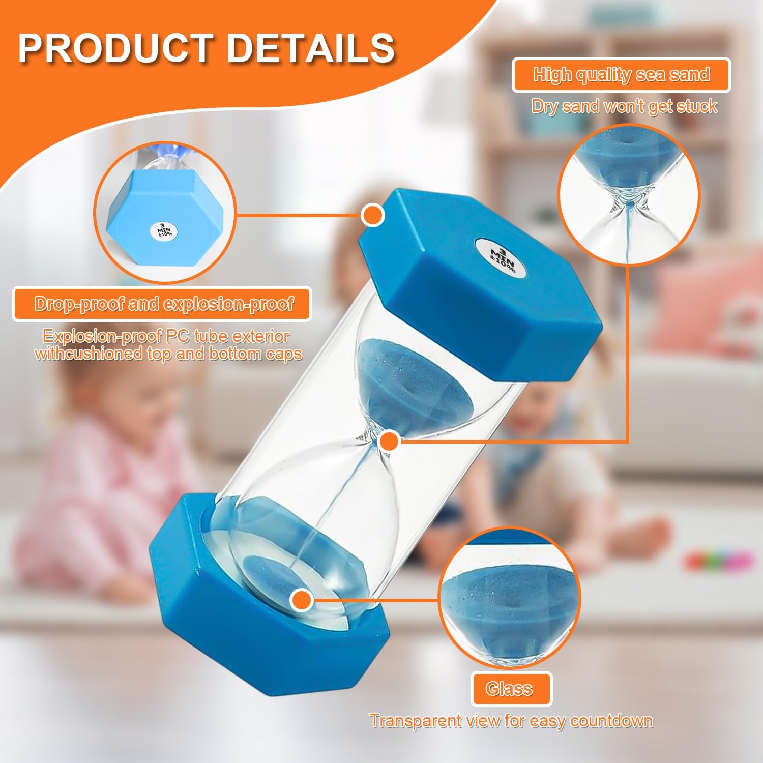 Detalle 2 de 6 Clessidre Colorate per Bambini – Set Timers da 1 a 30 minuti (Italiano), Clessidre Didascaliche per Cucina, Studio e Giochi