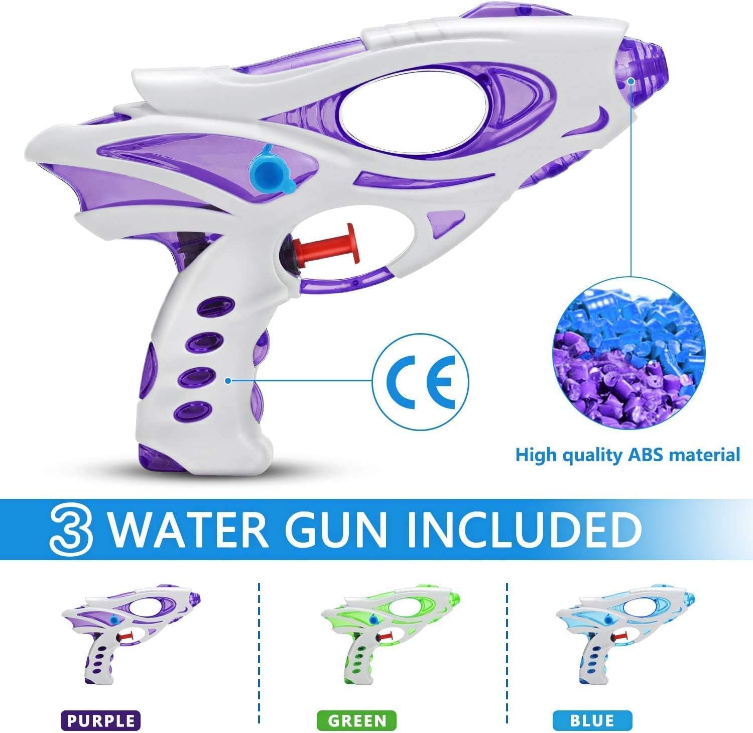 Thumbnail 1 de Muslecid Water Pistols for Kids – 3 Pack: Super Gun Blaster Outdoor Toy