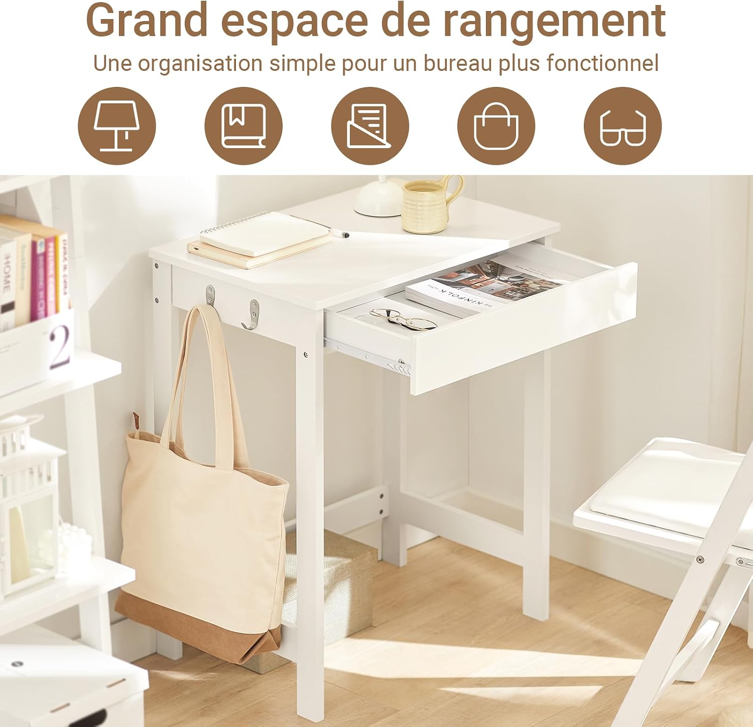 Detalle 2 de SoBuy FWT43-W bureau gaming 60x40x77 cm