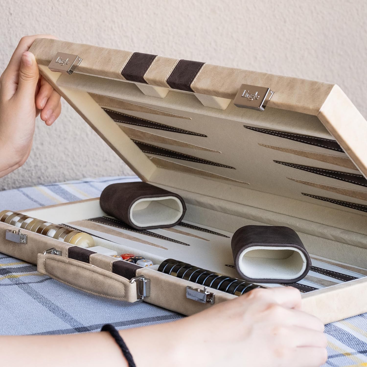 Thumbnail 3 de Lingle Backgammon set 15 inch travel game
