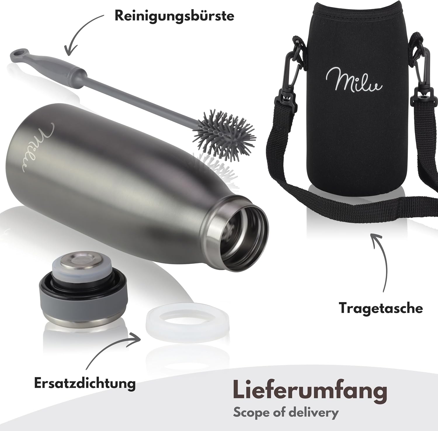 Detalle 1 de Milu Edelstahl Trinkflasche 350ml đ°