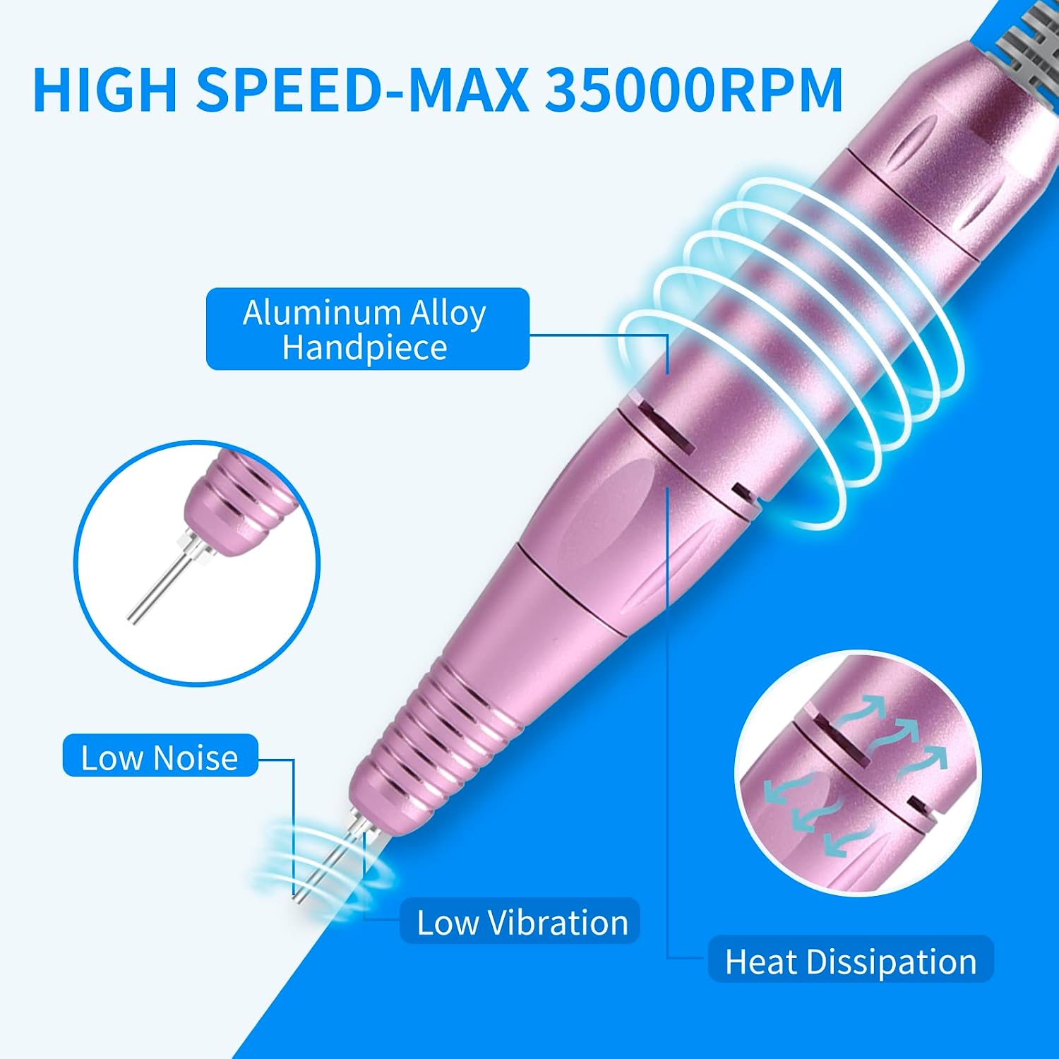 Detalle 2 de MOCOWIND Portable Nail Drill 35000 RPM