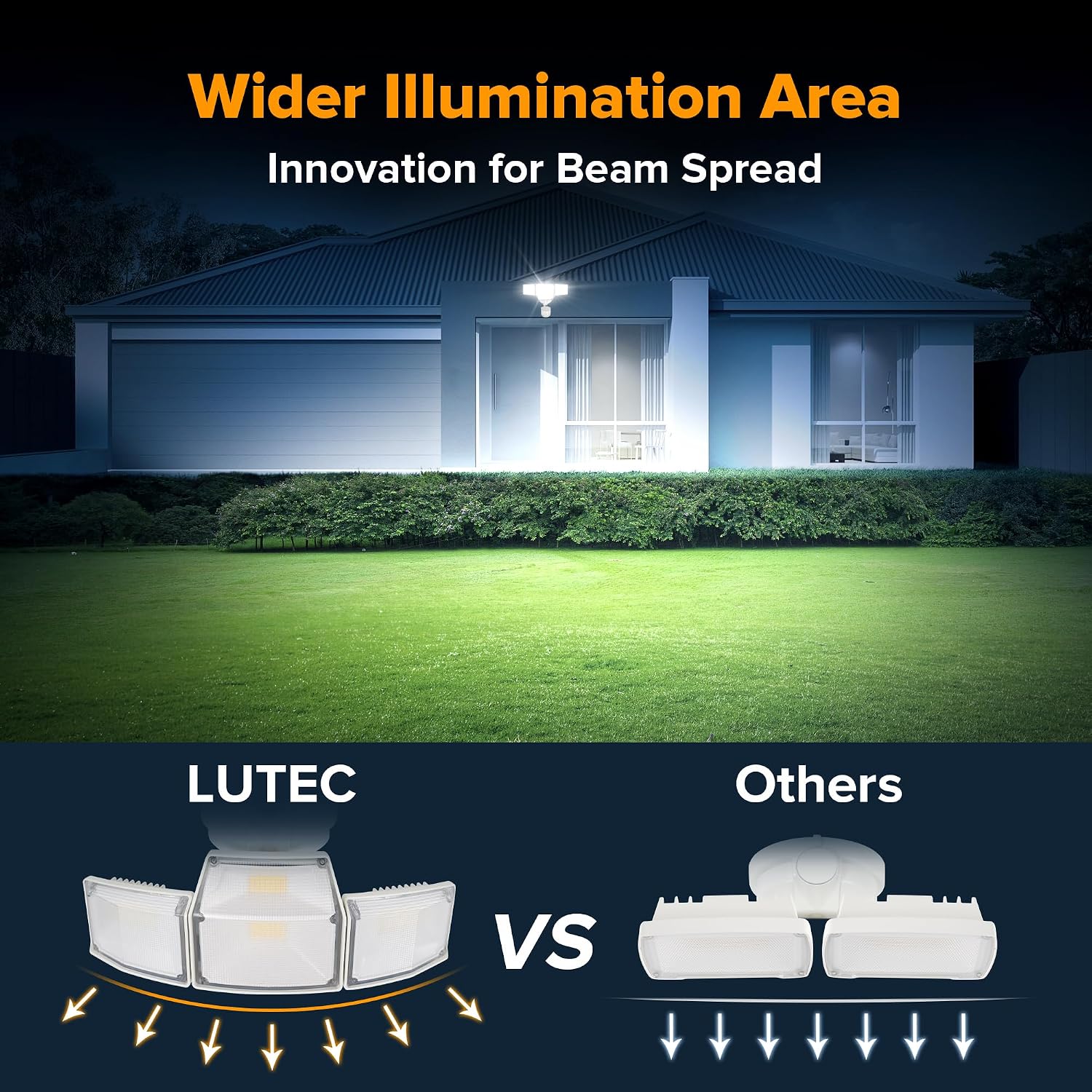 Thumbnail 6 de LUTEC 7632816053 80W LED Motion-Sensor Floodlight, 4 Heads, 9,000 Lumens