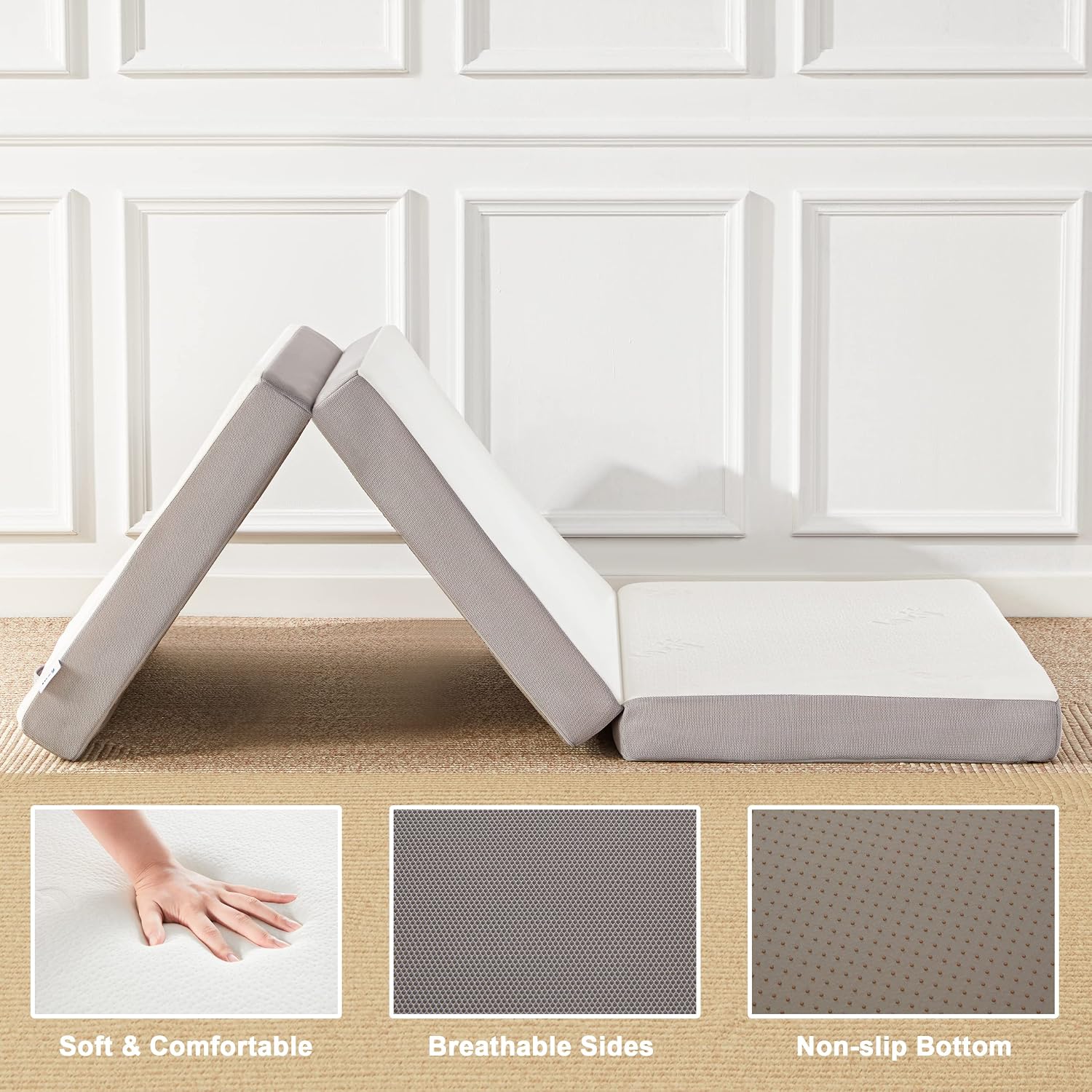 Thumbnail 3 de Lazyzizi 005 Tri-Fold Memory Foam Mattress, 4-Inch Queen with Bamboo-Fibre Cover