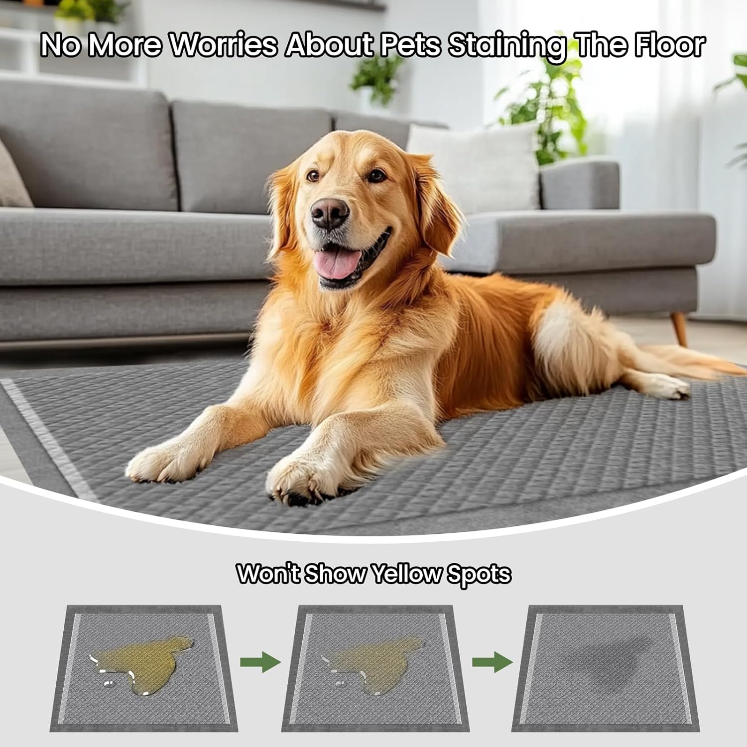 Detalle de DOGGO DOUG XXL Charcoal Dog Pee Pads, 30" x 36", with Adhesive Tabs