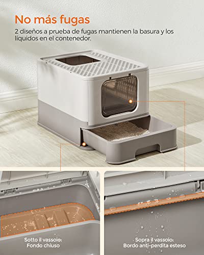 Thumbnail 3 de Feandrea Arenero para Gatos PPT001G01: caja de arena con bandeja deslizante y entrada versátil para gatos grandes
