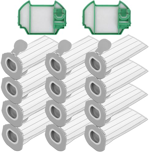 Detalle de Awinker 12 Stück Staubsaugerbeutel und 2 Filter für Vorwerk Kobold VK7 FP7 – Premium Filtertüten & Akku-Beutel