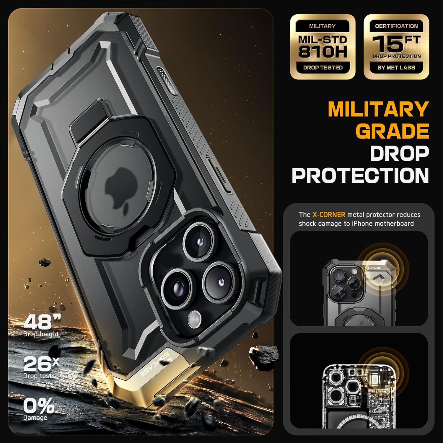 Detalle 2 de SUPCASE iPhone 16 Pro Max case 15FT drop