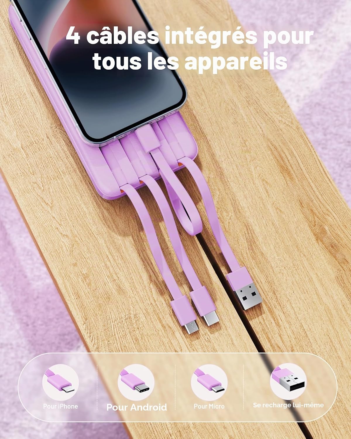 Thumbnail 6 de Charmast Batterie Externe 22,5W PD avec câbles intégrés — 20000mAh, 6 sorties