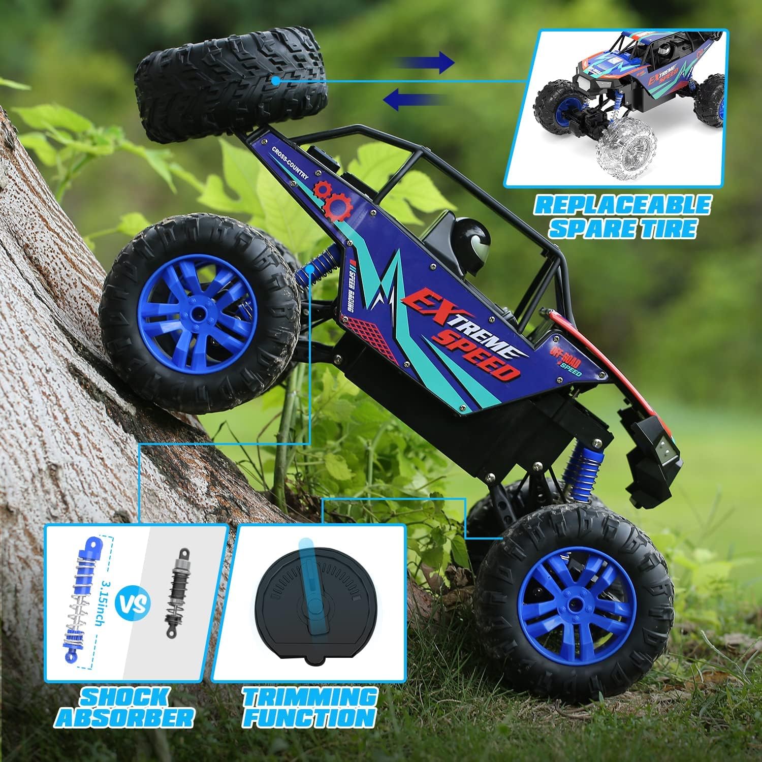 Thumbnail 5 de DEERC Large 1:8 Scale Monster Truck RC Car 2.4Ghz