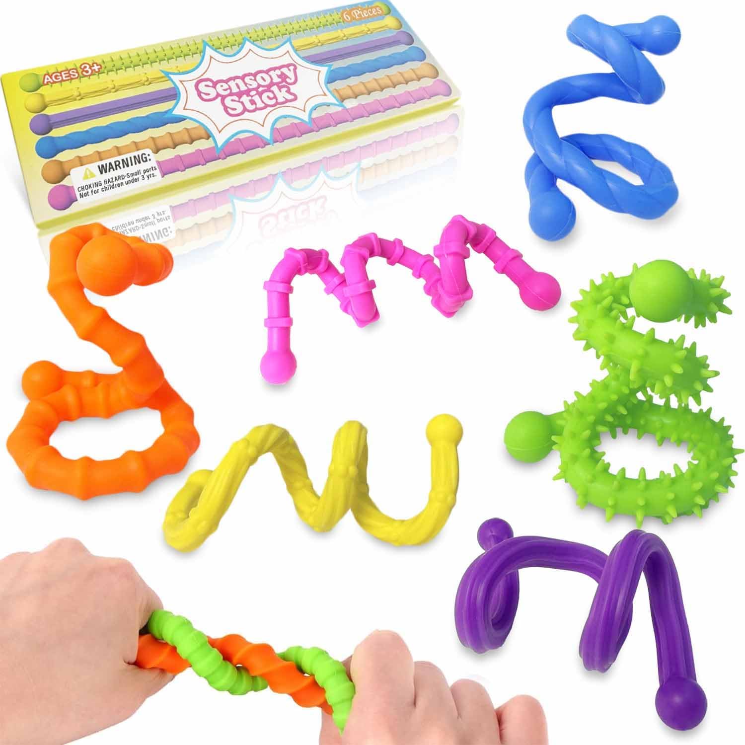 Bambebe Set di 6 Giochi Antistress Sensoriali: Bastoncini Tattici Calmanti per Autismo, ADHD e Ansia