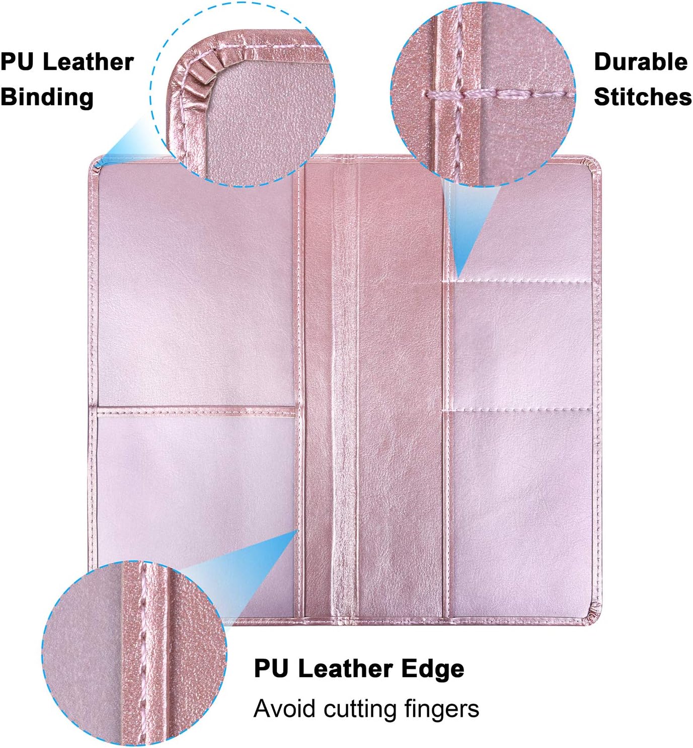 Detalle de Wisdompro Car Document Wallet – PU Leather Rosegold Vehicle Paperwork Holder