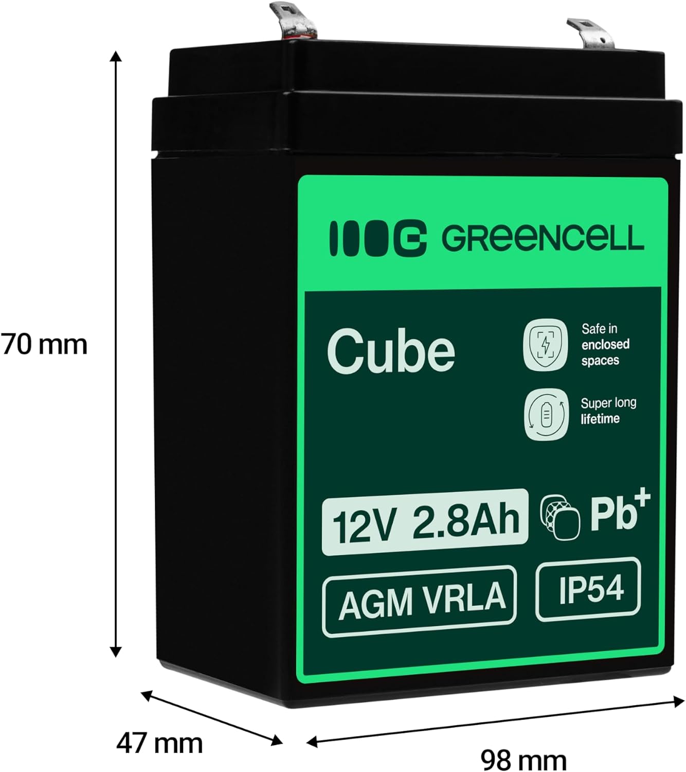 Detalle 2 de GreenCell Batteria AGM 12V 7Ah VRLA esente da manutenzione per UPS, allarmi e sistemi di emergenza