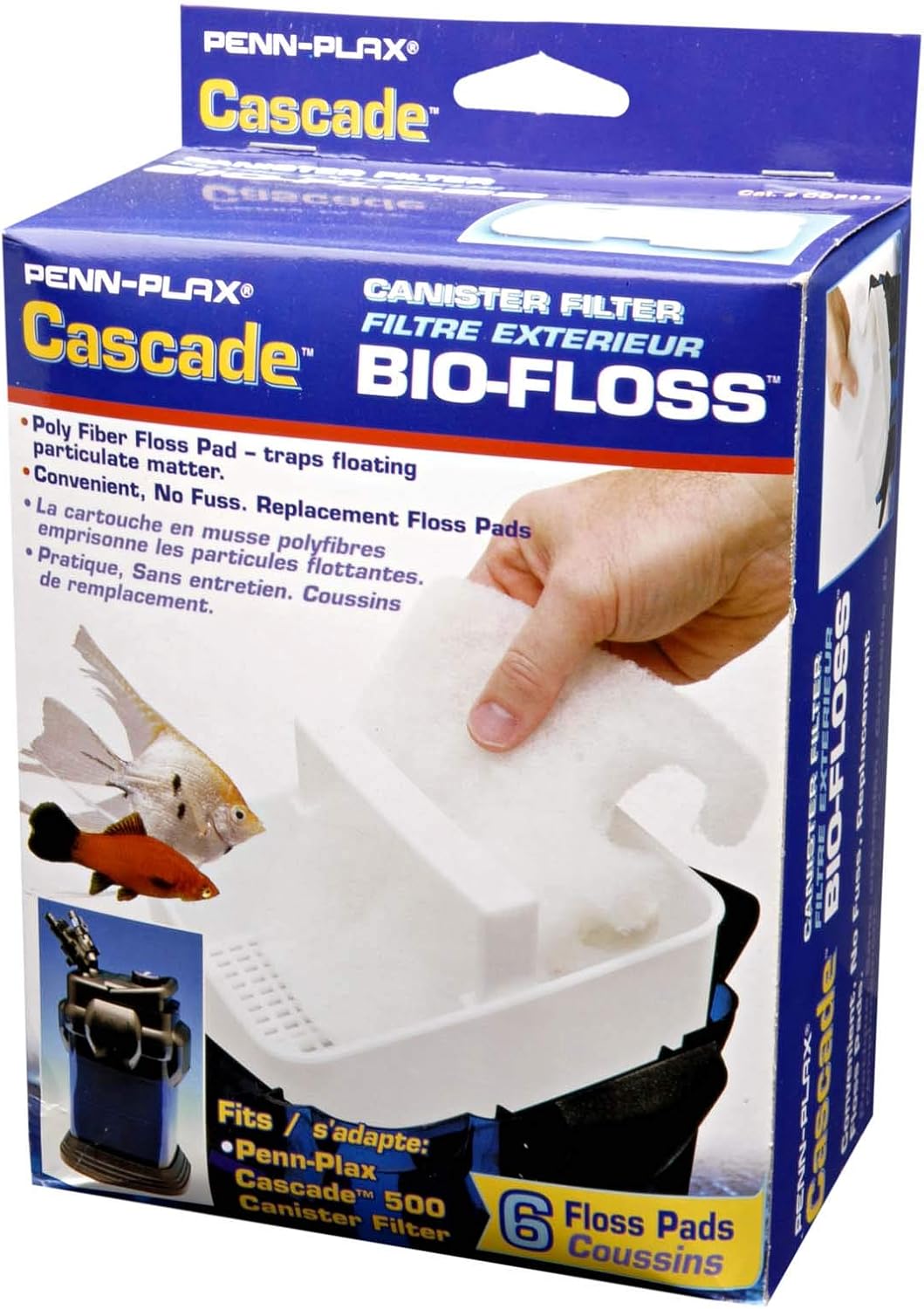 Thumbnail 1 de Penn-Plax Cascade Aquarium Filter Floss Pads, 500 GPH