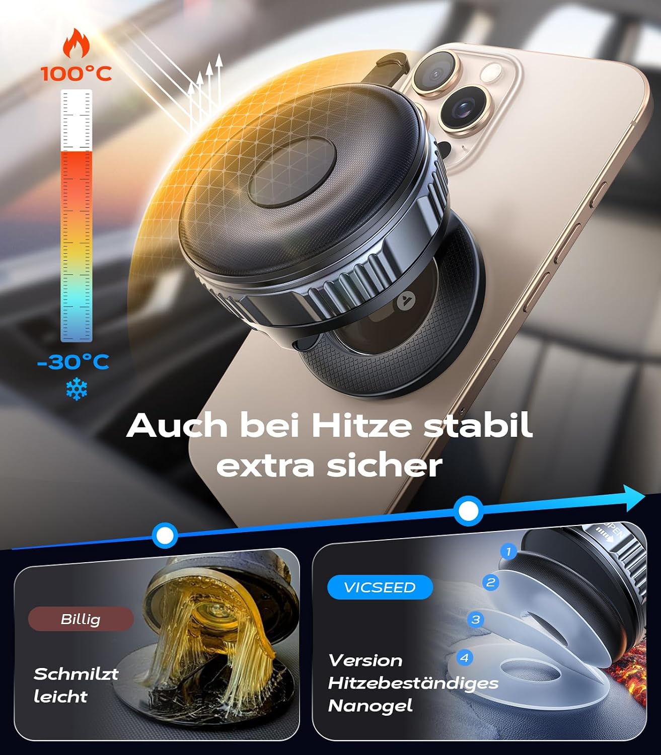 Thumbnail 6 de VICSEED 2025 MagSafe Auto-Halterung mit Vakuumsaugnapf und N55 Magneten – 360° Drehung