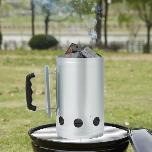 Detalle de Amazon Basics Encendedor de carbón para barbacoas y parrillas de carbón (Plateado) – Paquete de 1 unidad