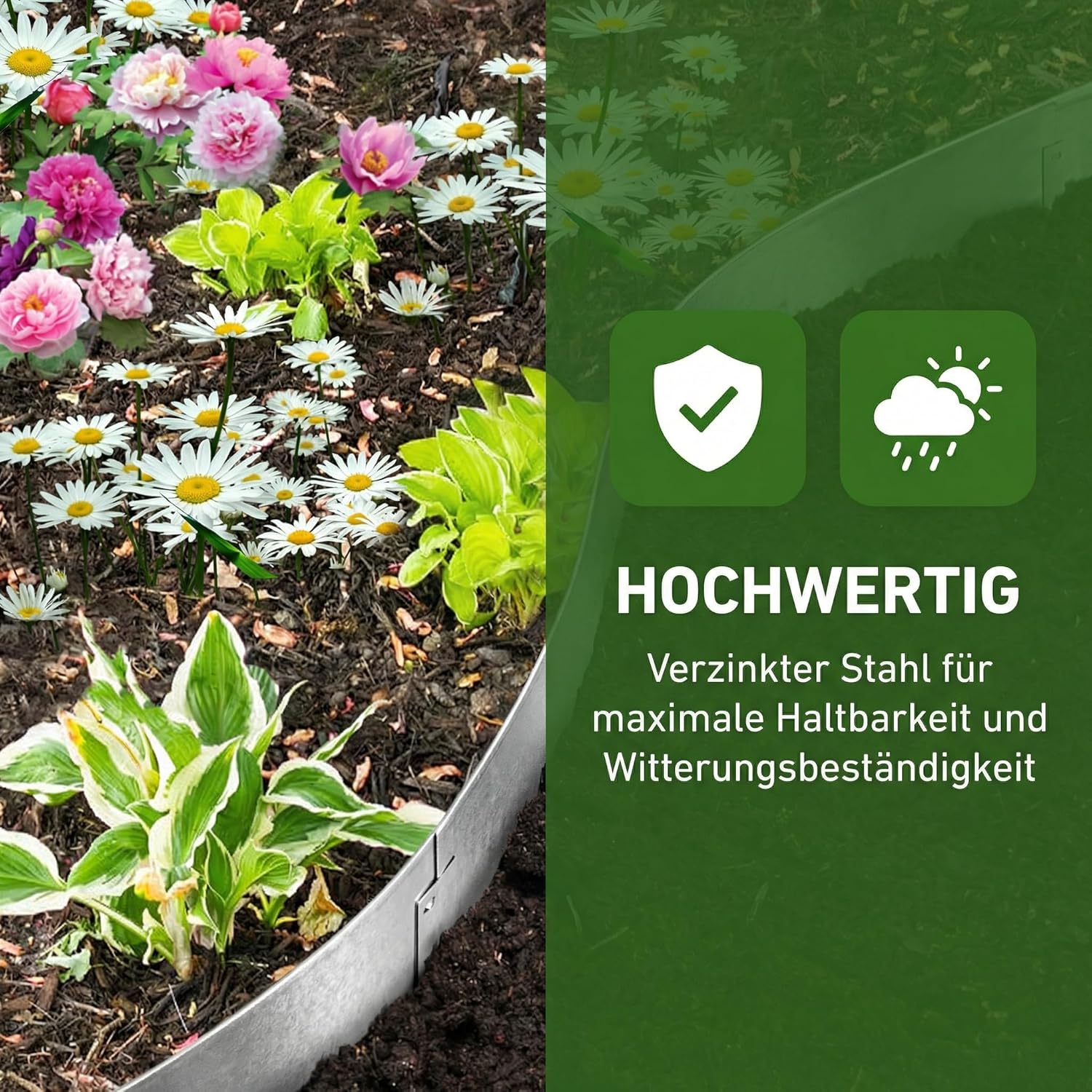 Thumbnail 3 de Aufun Rasenkante Metall 10 m x 15 cm verzinkt – robuste Beeteinfassung aus Stahl