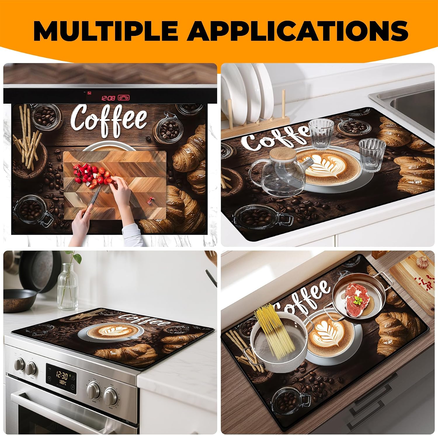 Thumbnail 6 de BSFHH SCG0001 Rubber Stove Top Cover Mat, Coffee, Non-Slip and Scratch-Resistant