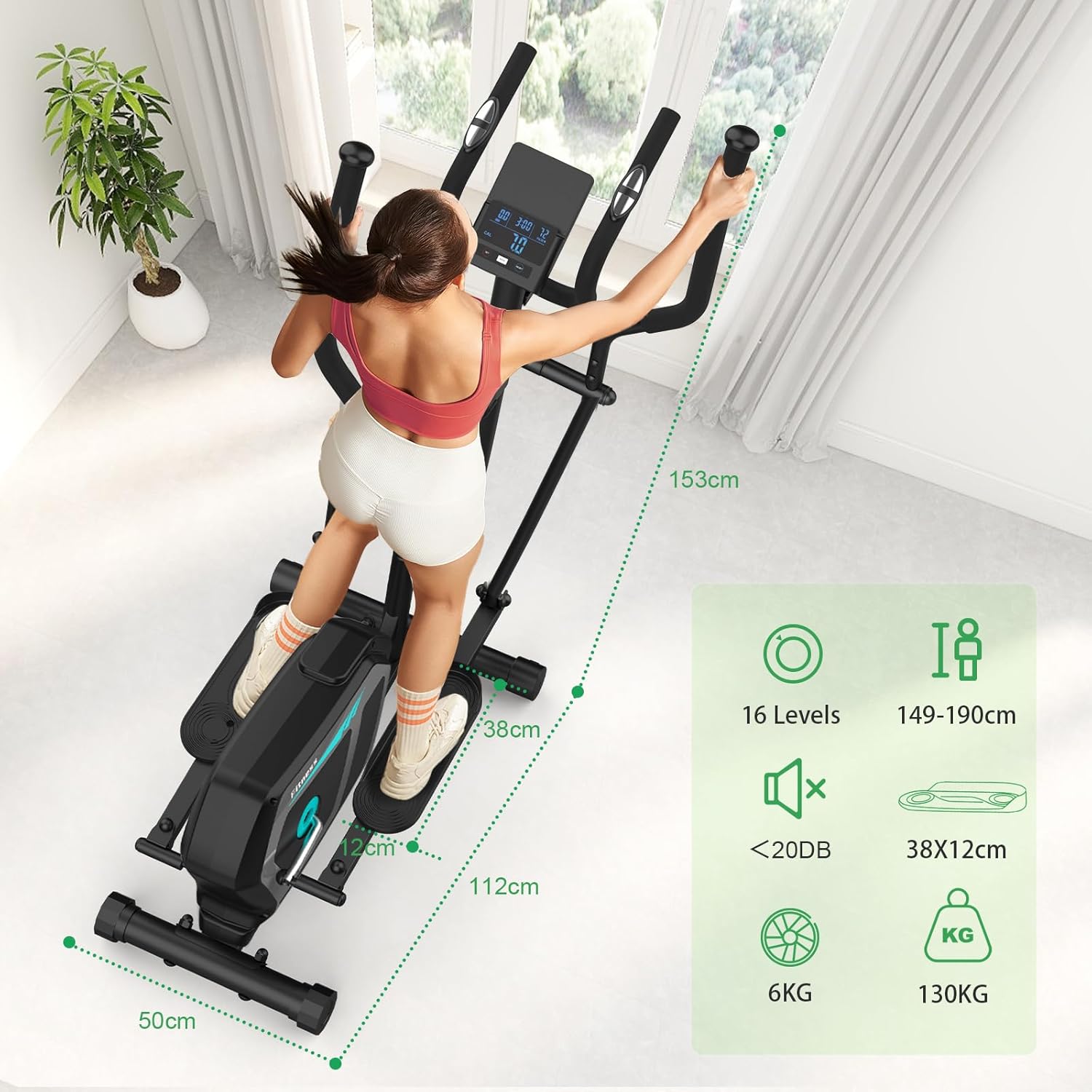 Thumbnail 6 de Neezee Crosstrainer für Zuhause – Bluetooth, 16 Widerstandsstufen und 6 kg Magnetisches Schwungrad