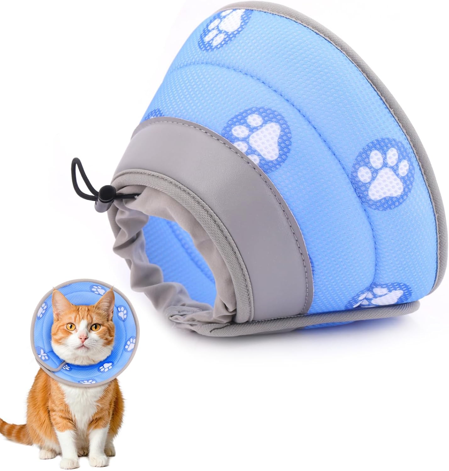 Detalle de Toptakeit Soft Adjustable Cat Recovery Cone, Blue