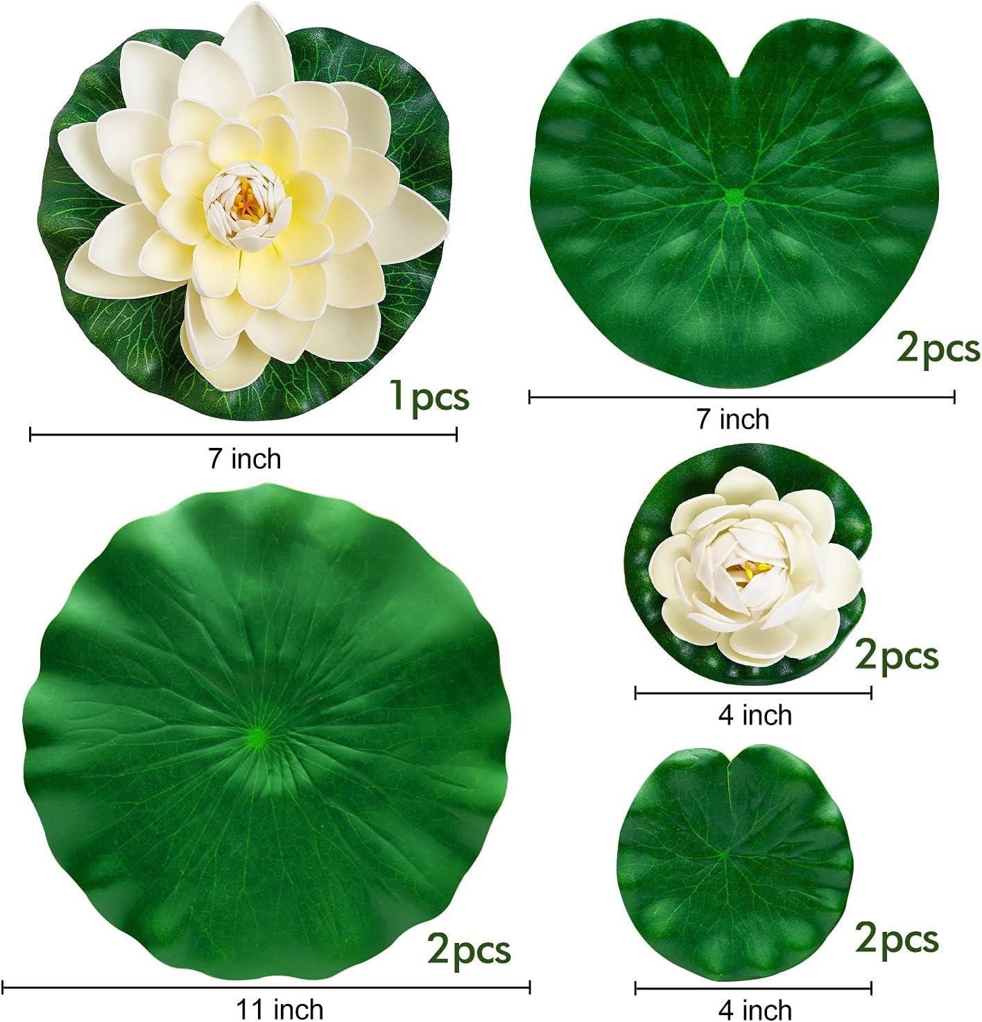 Thumbnail 4 de FFNIU Lily Pads for Ponds (9-piece set) – Artificial lotus floats for garden ponds