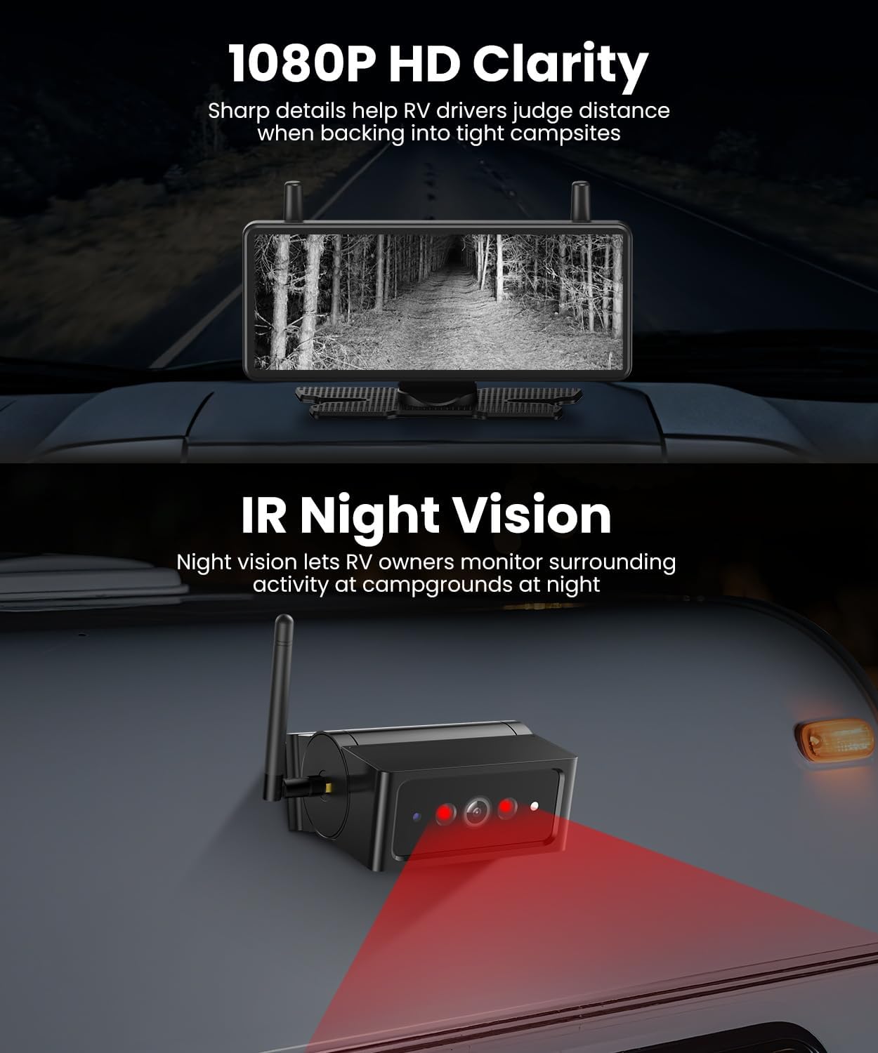 Thumbnail 3 de AUTO VOX Wireless Backup Camera Magnetic: Portable, No-Wiring 1-Min Install with 7.2" Dual Cam Split-Screen 1080P Monitor