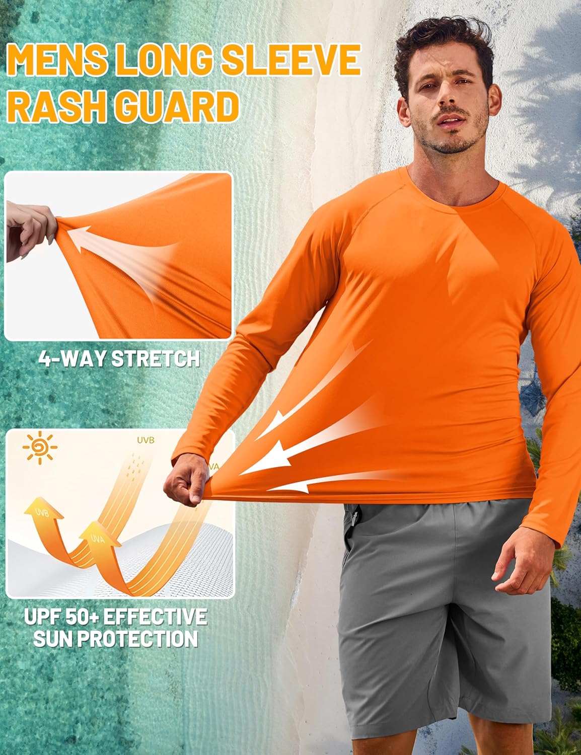 Detalle de TACVASEN Men's UV Protection UPF 50+ Long Sleeve T-Shirt – Outdoor Utility for Active Brits