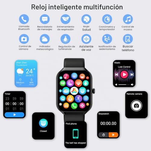 Thumbnail 5 de Reloj Inteligente Jugeman para Mujer y Hombre 1,96" con Llamadas Bluetooth, 113+ Modos Deportivos y IP68 Beige