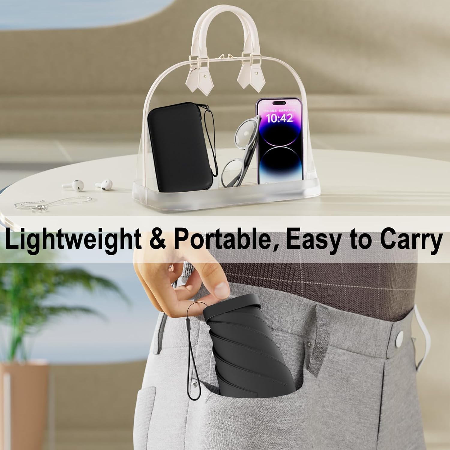 Thumbnail 2 de Copulan Windproof Mini Travel Folding Umbrella (UPF 50+), Pocket-Sized Windproof Compact for Sun & Rain