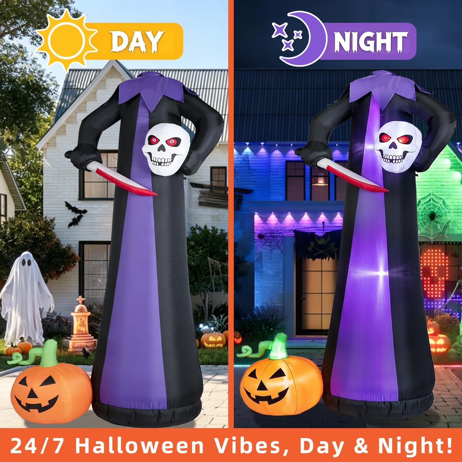 Thumbnail 6 de AURORAKI WK-089 10-Foot Headless Skeleton Halloween Inflatable with LED Lights