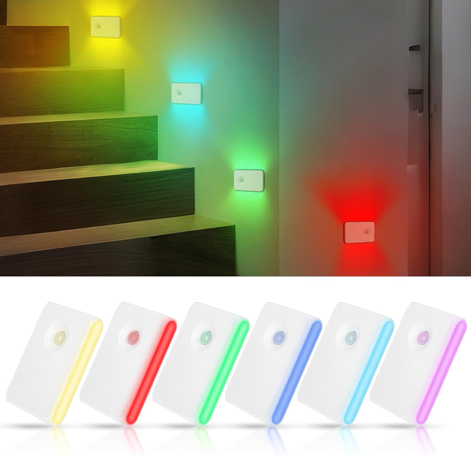 Detalle de AUAUY 5497978 trapverlichting met bewegingssensor, RGB en USB-C