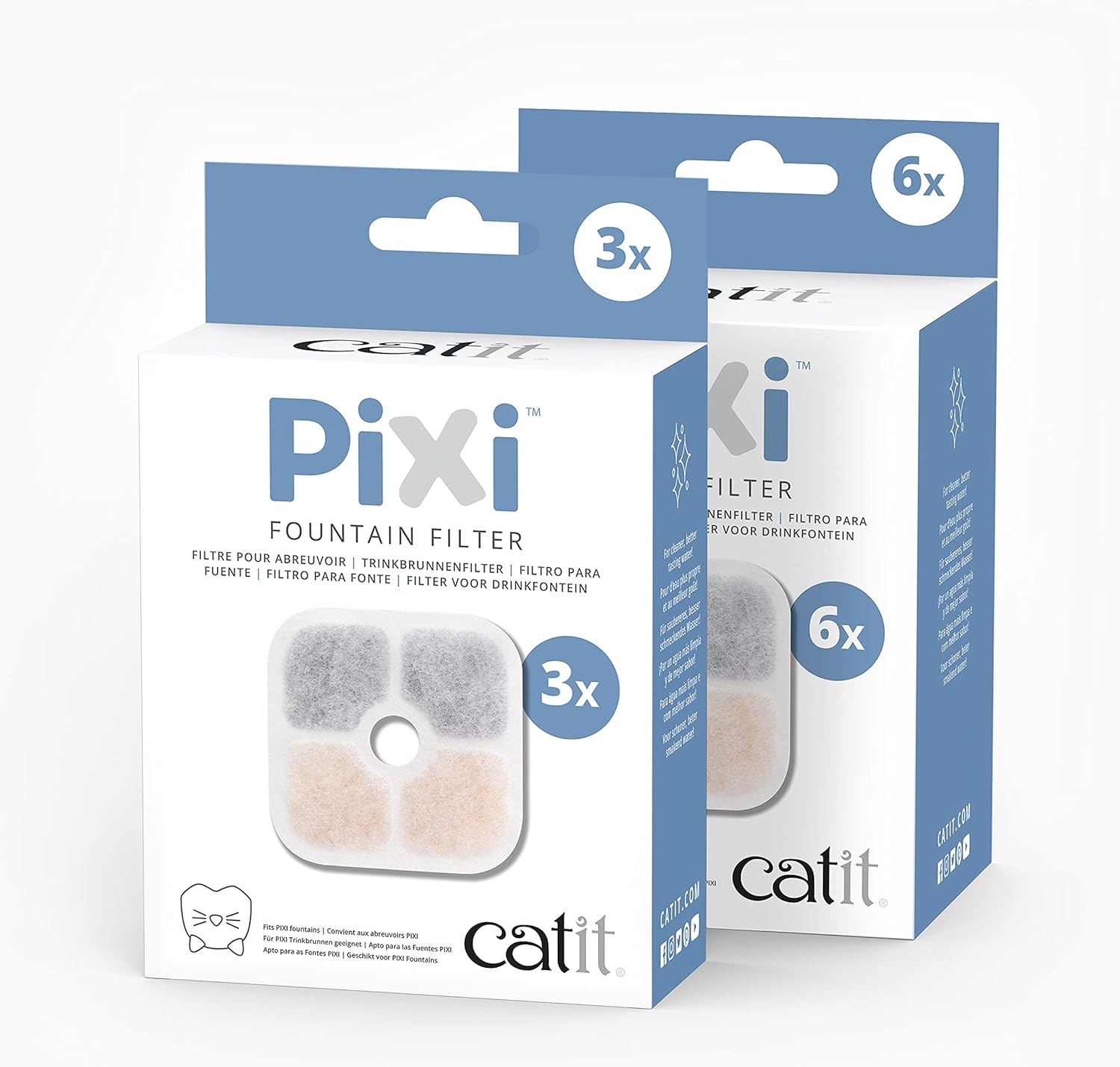 Detalle de Catit Pixi lot de 6 fontaines pour chat (blanc) — pièces de remplacement pour fontaines Catit Pixi