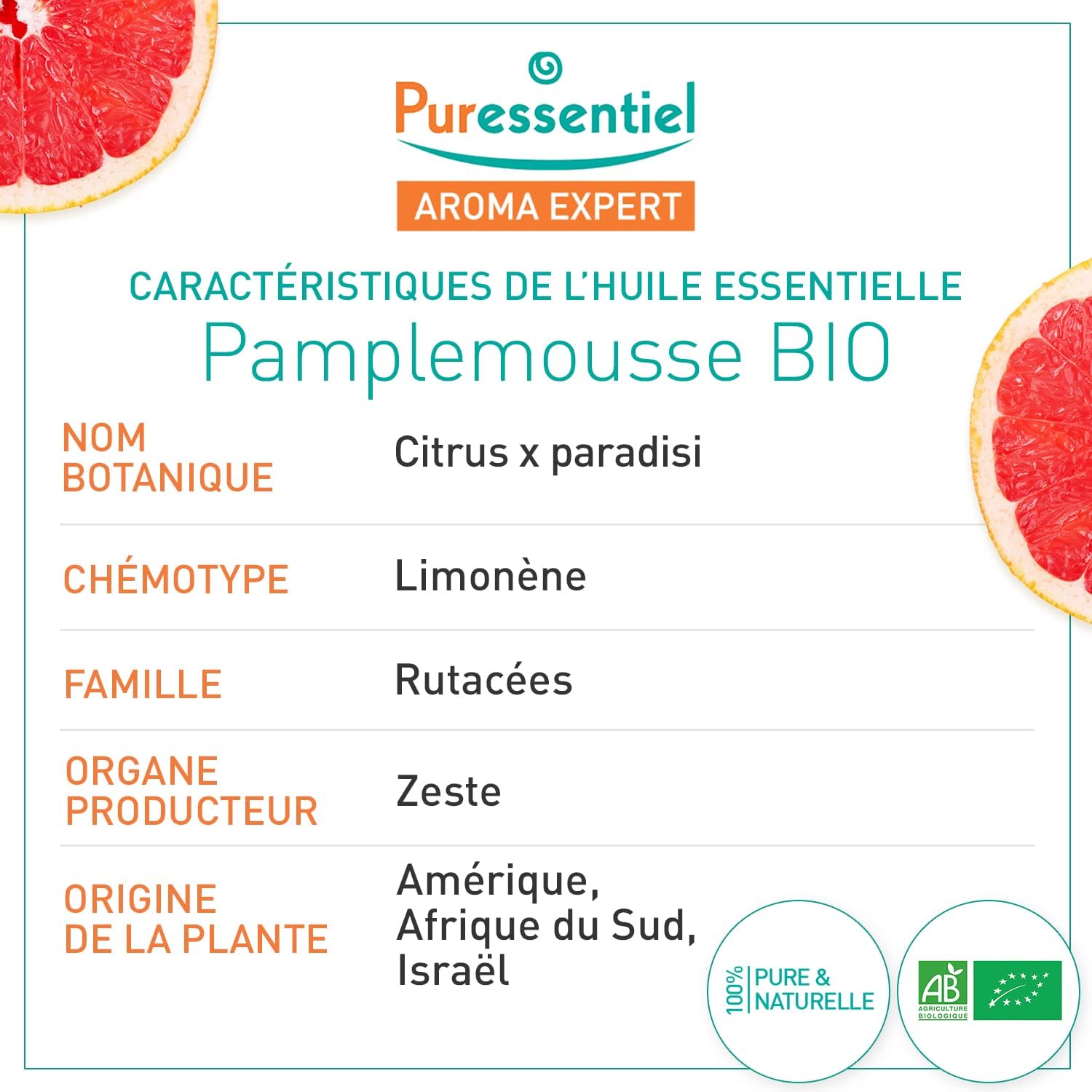 Thumbnail 1 de Puressentiel Olio Essenziale di Pompelmo 10 ml – per drenaggio e disintossicazione, BIO, Vegan e Cruelty Free