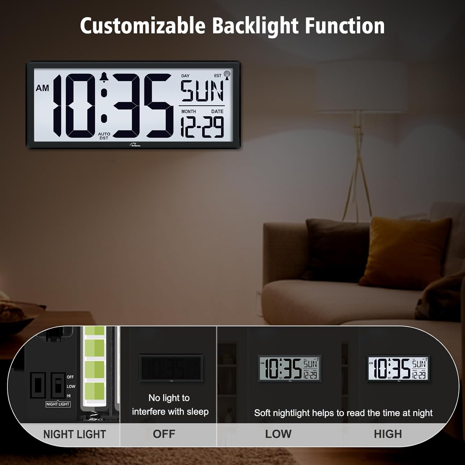 Detalle de WallarGe Digital Wall Clock 14.5-inch