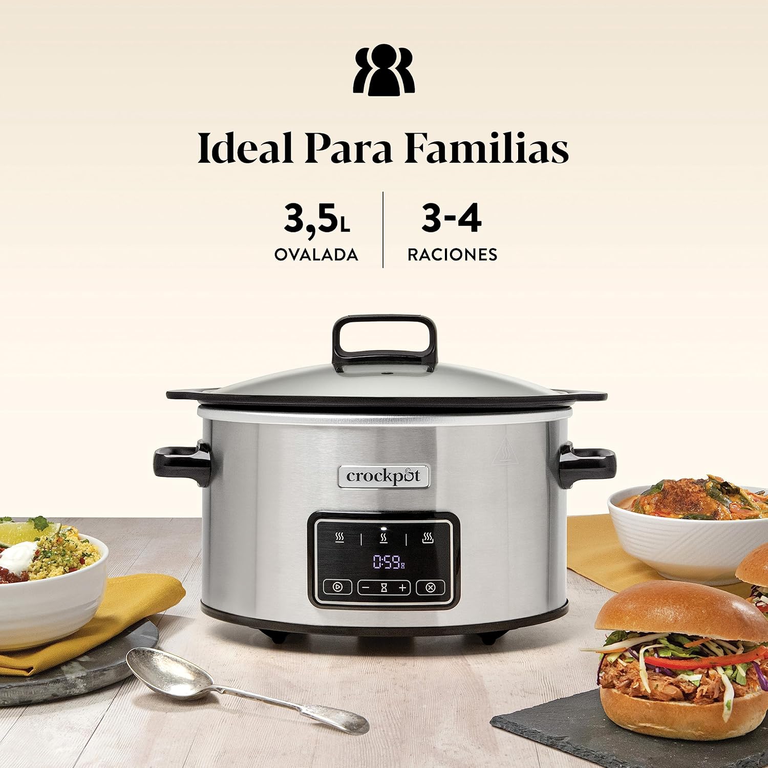 Thumbnail 2 de Crockpot Sizzle & Stew Olla digital, 3.5L, Acero inoxidable 🍲