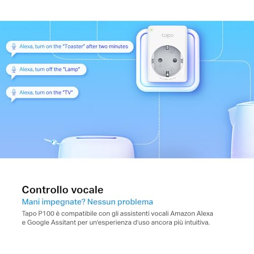 Detalle de Tapo P100 presa smart Wi-Fi 10 A, 2300 W, app e controllo vocale