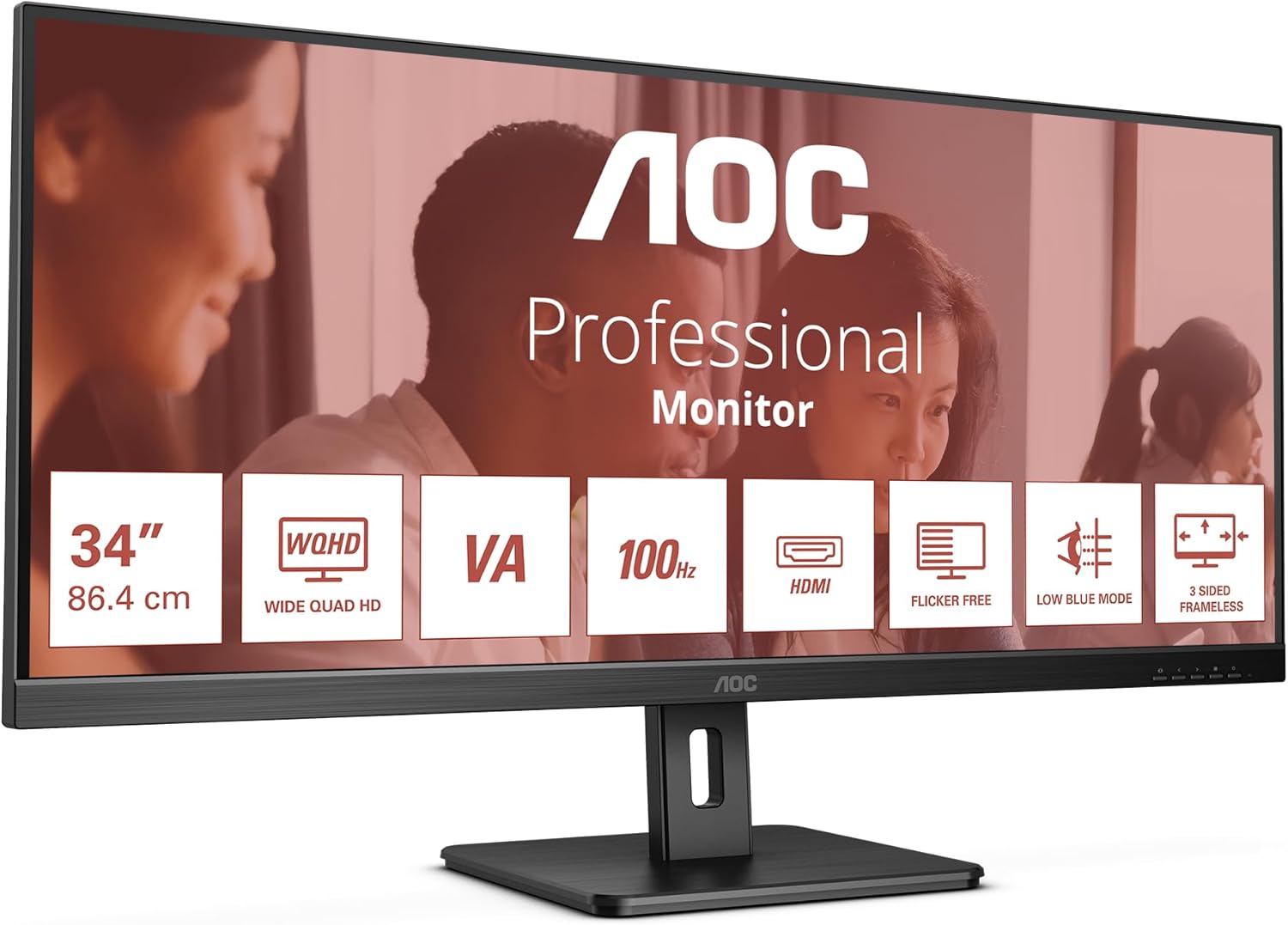 Detalle de AOC U34E2M 34-inch QHD Monitor – 100Hz VA panel with Low Blue Light