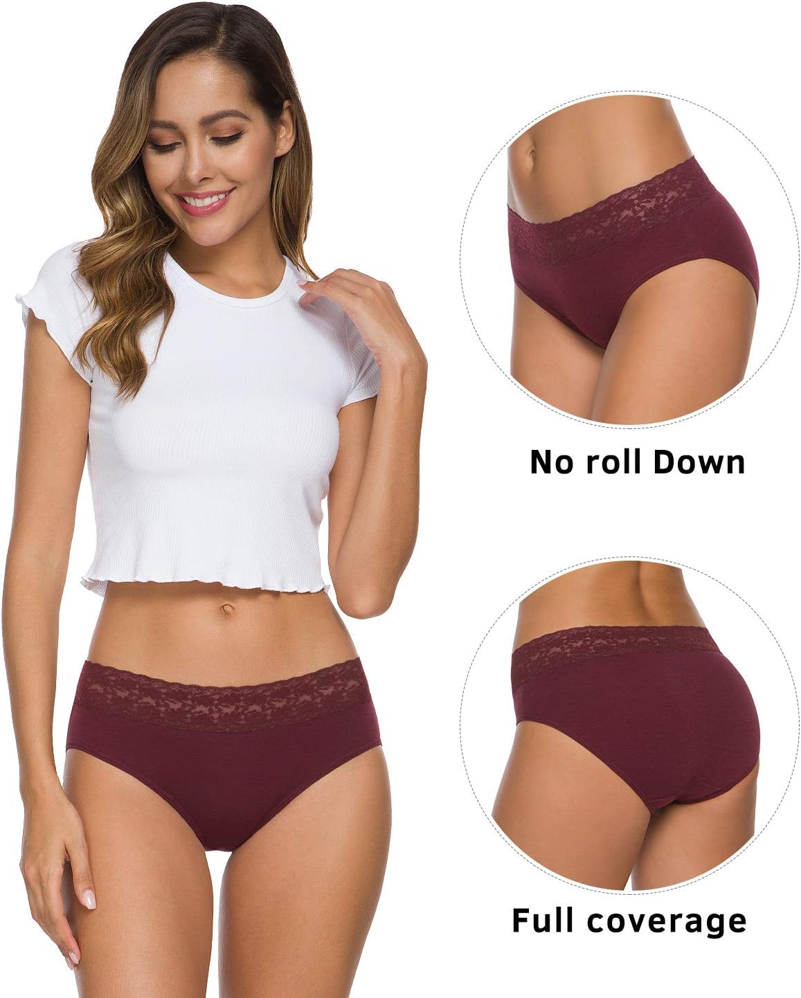 Thumbnail 2 de Wealurre Cotton Panties for Women (Bikini/hipster lace brief) – No-show VPL comfort pack
