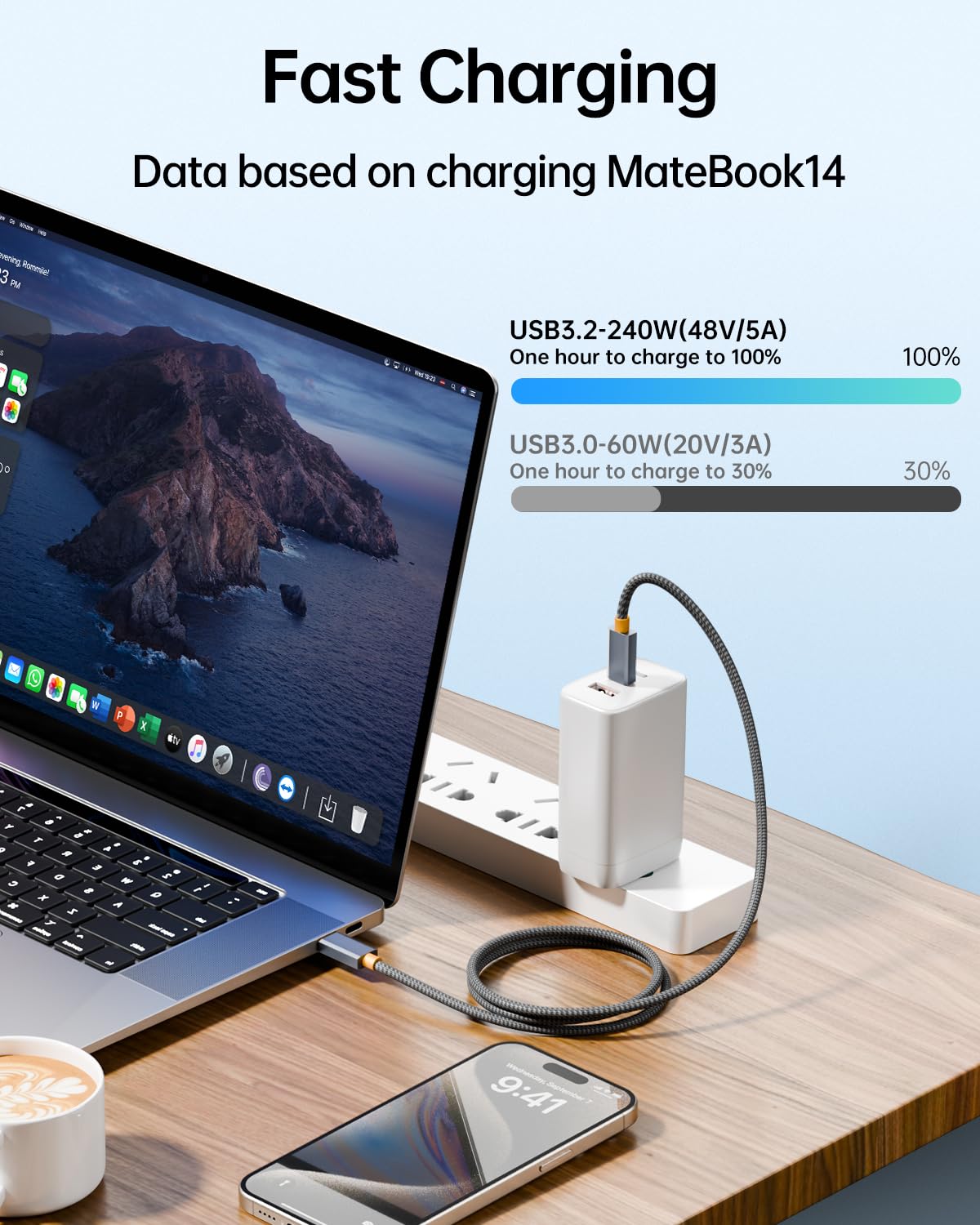 Thumbnail 1 de AGFINEST 240W USB-C to USB-C cable (USB 3.2 Gen 2x2, 20Gbps, 4K@60Hz, 2m)