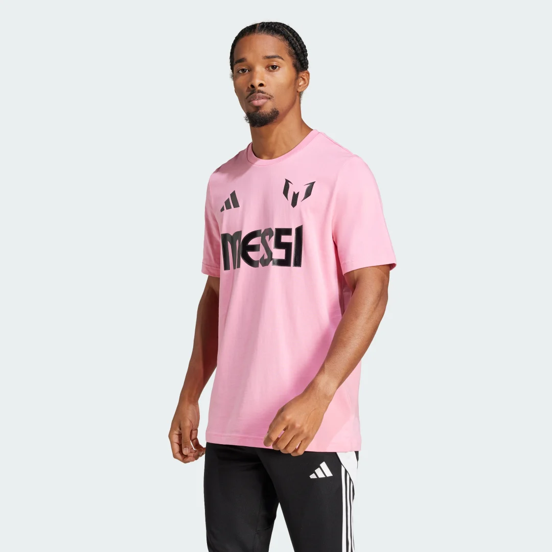 Detalle de Camiseta Messi Name and Number Graphic de Adidas, Rosa
