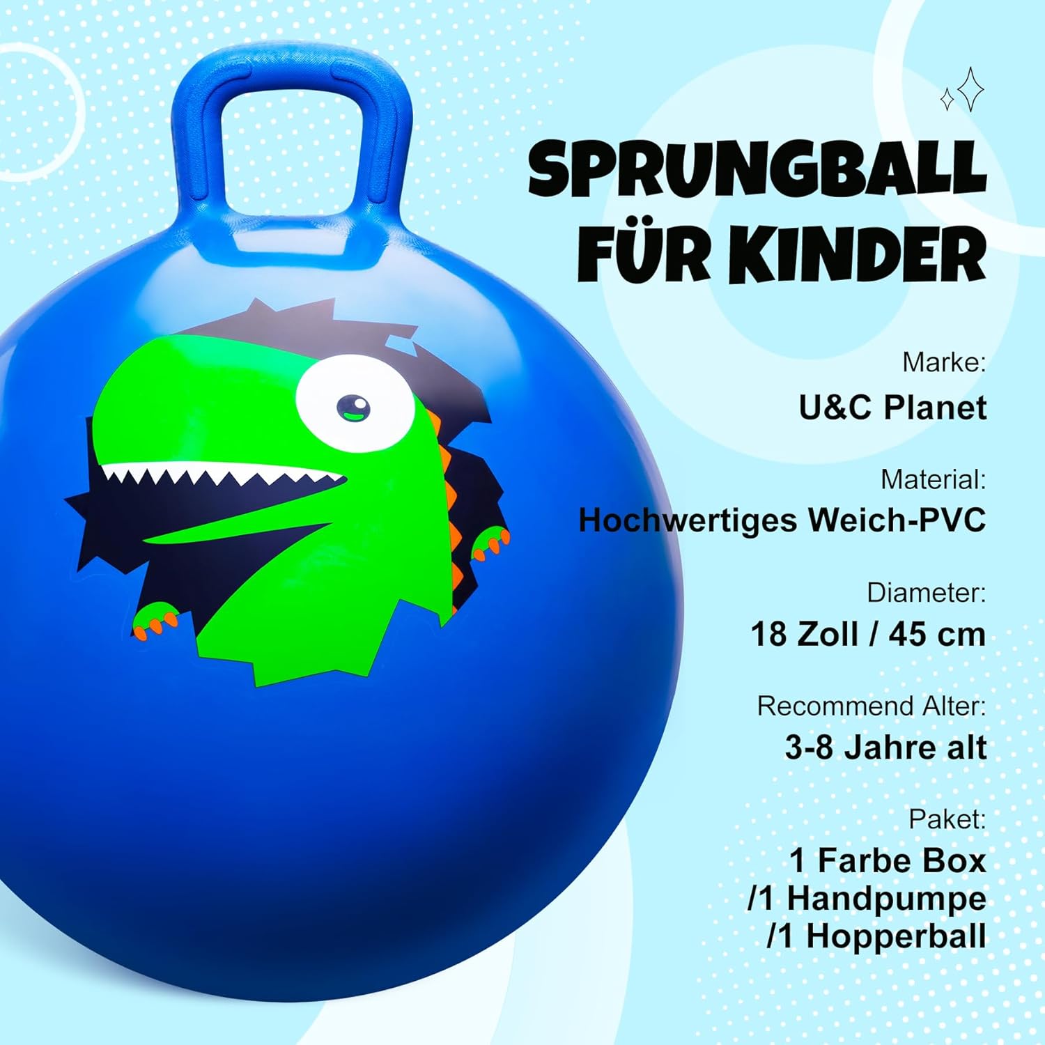 Detalle 2 de Hüpfball 45 cm mit Griff für Kinder