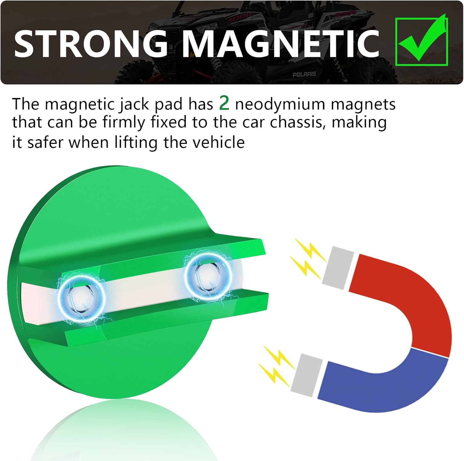 Thumbnail 1 de Chelhead Green Magnetic Frame Rail Floor Jack Pad – universal magnetic jack pad for pinch welds