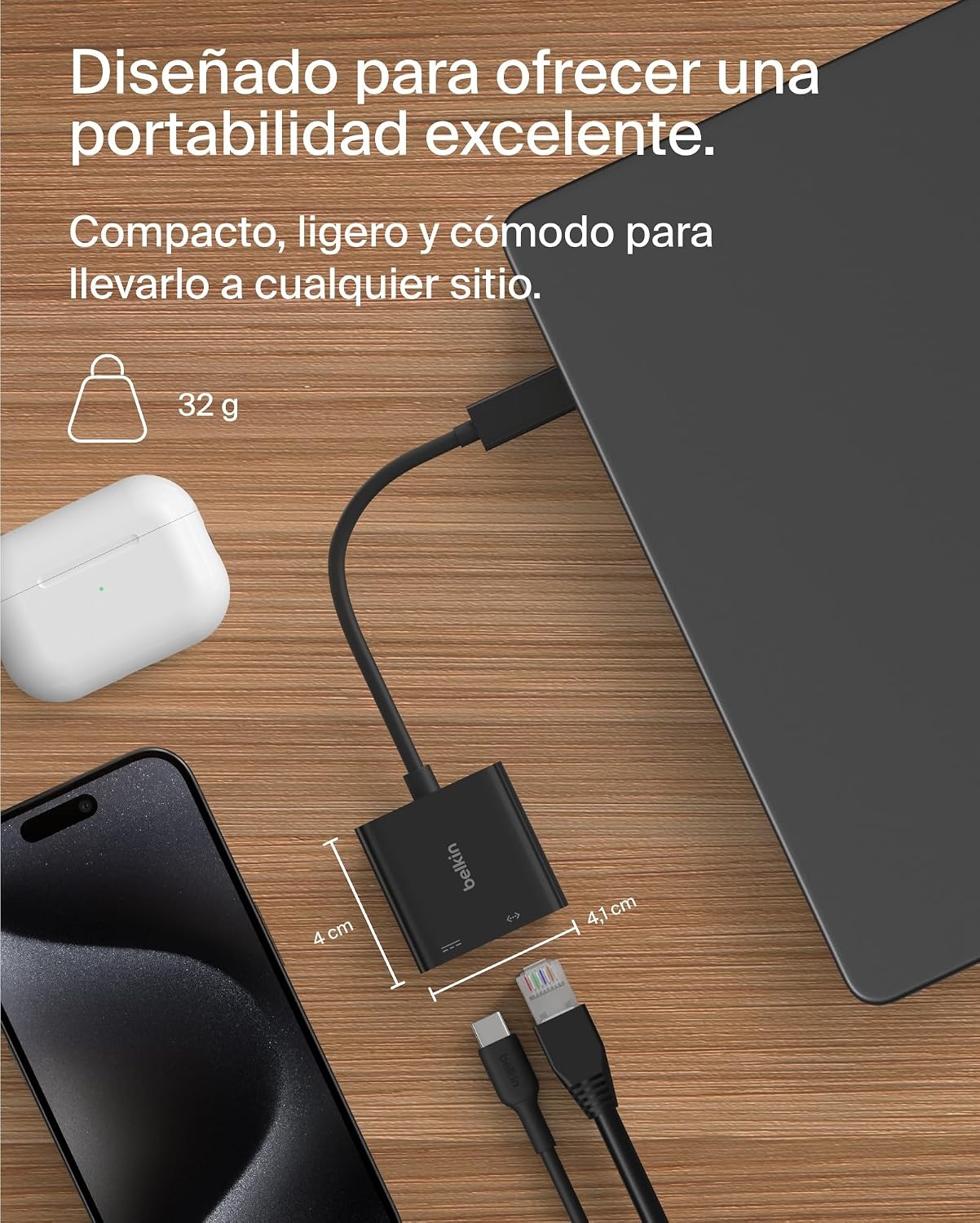 Thumbnail 3 de Belkin Connect Adaptador USB-C a Ethernet y Carga 100W