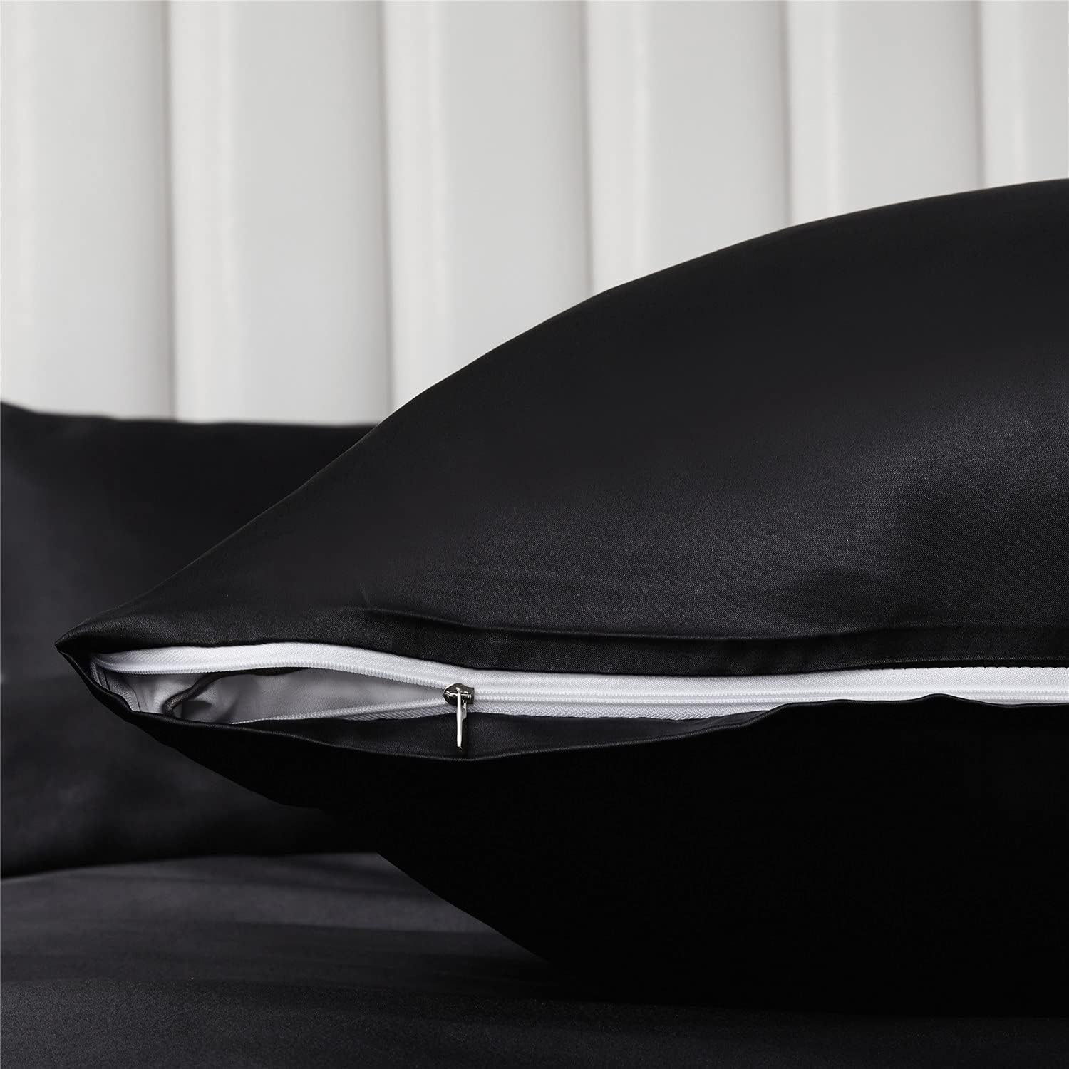 Thumbnail 4 de Satin Bettwäsche-Set 200x220 cm (3-teilig) Schwarz „Silky Touch“ mit Reißverschluss