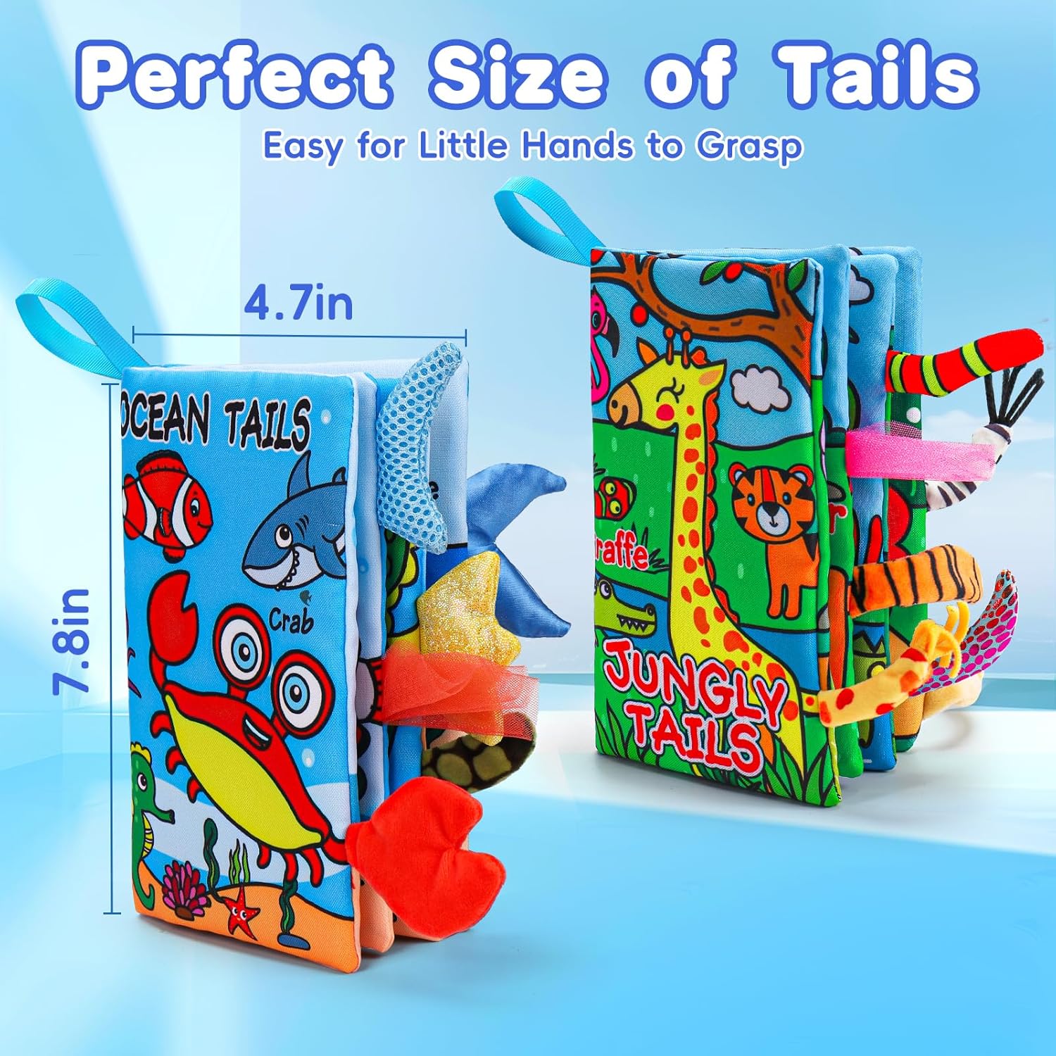 Thumbnail 1 de 2PCS Baby Sensory Books for Tummy Time (0–6 Months) — Crinkle & Touch-and-Feel Travel Soft Books